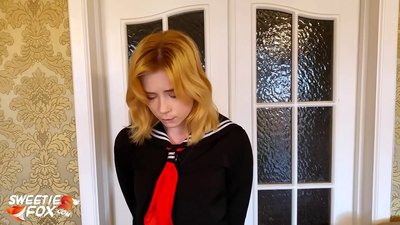 Nevlastní otec tvrdě potrestal školačku za špatnou školní docházku - Spanked and Mouthfucked